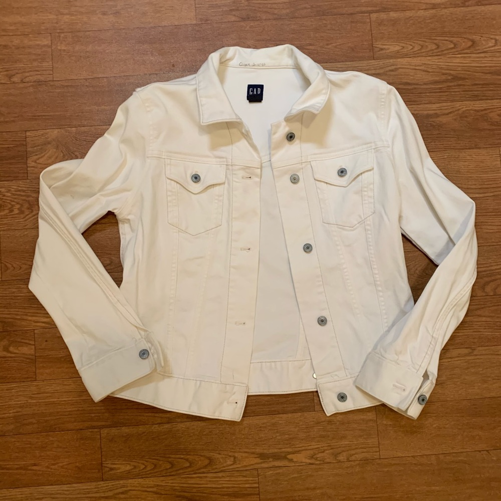 Gap, Medium, White Blue Jean Jacket - image 1